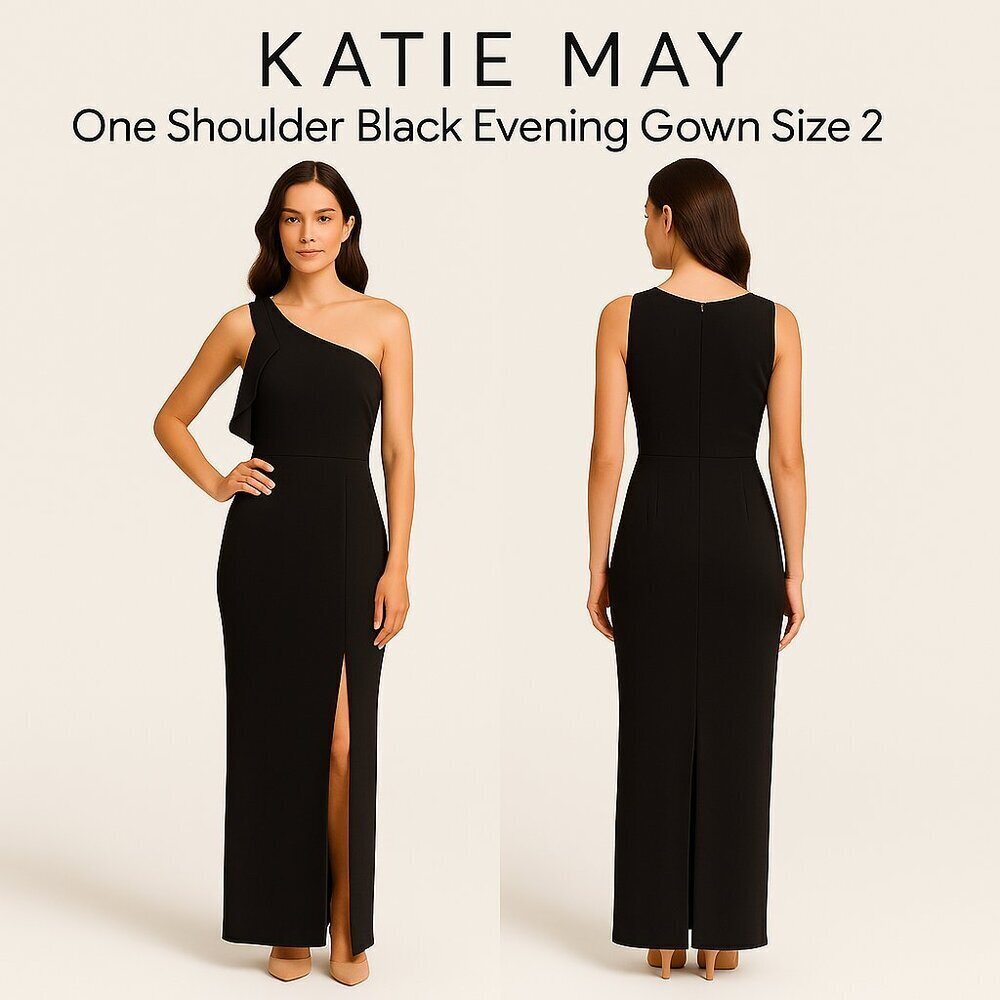 Katie May One Shoulder Black Evening Gown Size 2
